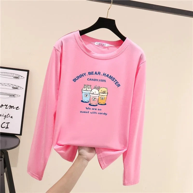 

T-Shirt Women Plus Size Women'S Clothing 300 Jin Fat Sister Plus Fertilizer Autumn Clothes Long-Sleeved Loose Version All-Match