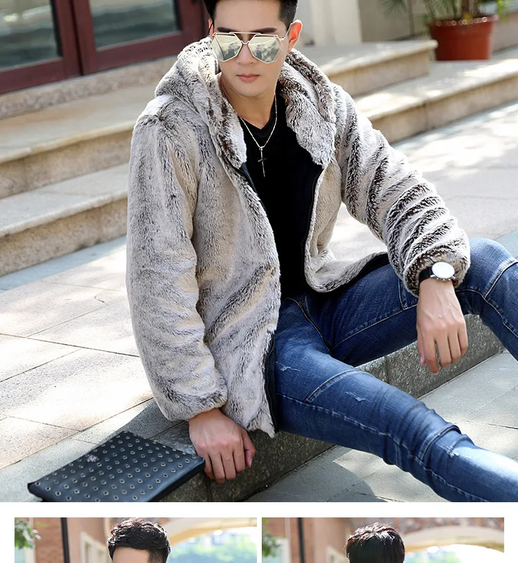 

Faux Fur Coat Men's Autumn And Winter Plush Coats Fashion Warm And Thick Clothes 2021 New Hooded Soft Outerwear
