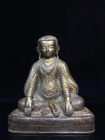 10chinese folk collection old bronze cinnabar lacquer guru buddha buddhist teacher sitting buddha enshrine the buddha ornaments