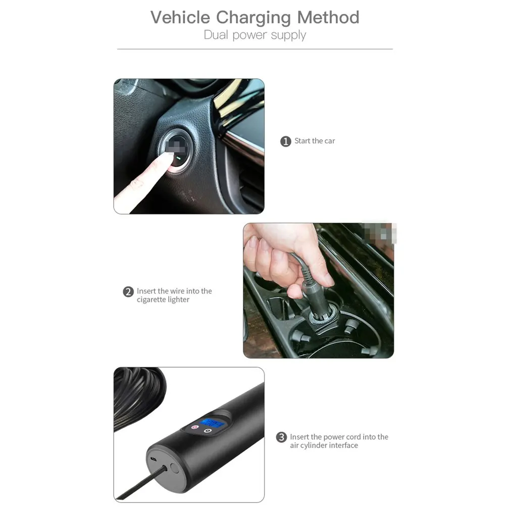 12V портативный автомобильный воздушный насос электрический для шин велосипедный