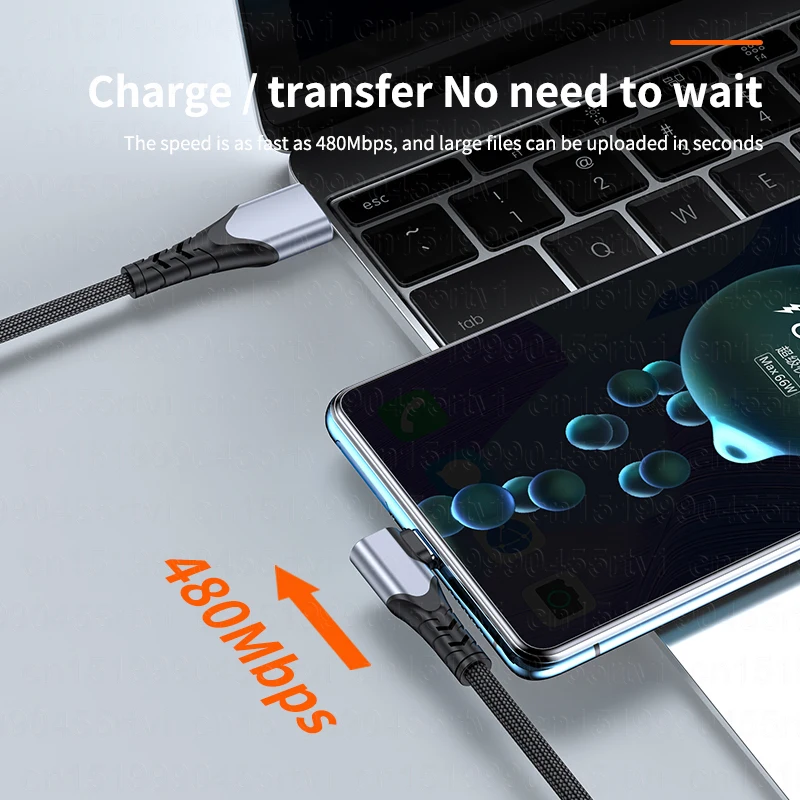 90 Degree USB Type C Fast Charging Cable 6A 66W For Huawei Mate40 Pro 5A Charger Data Cord for Xiaomi Samsung 1/2/3M | Мобильные