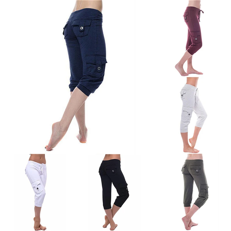 

2020 Solid Short Pants Women Cropped Capri Pants Stretch Calf-length Trousers Spring Ladies Casual Stretchy Pants