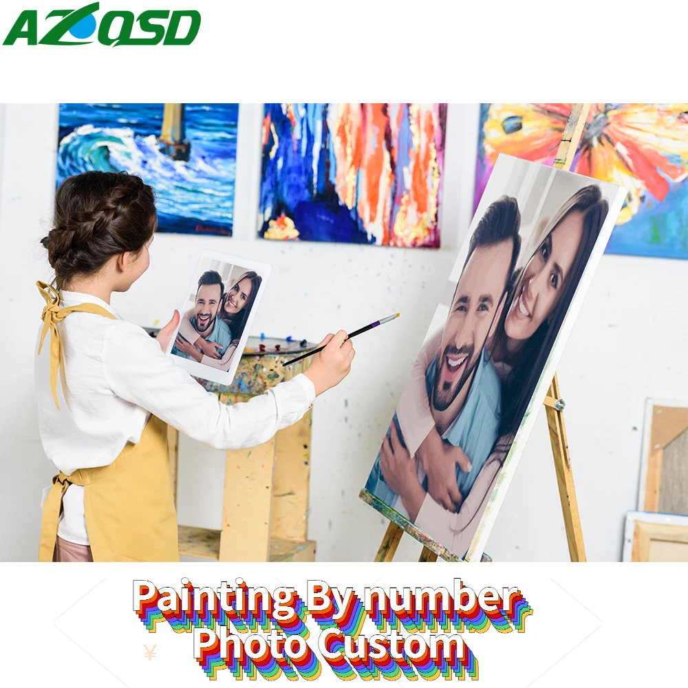 

AZQSD 36/24 Colors Oil Painting By Numbers Photo Customized Personality DIY Pictures By Numbers Acrylic Paint Handpainted Gift