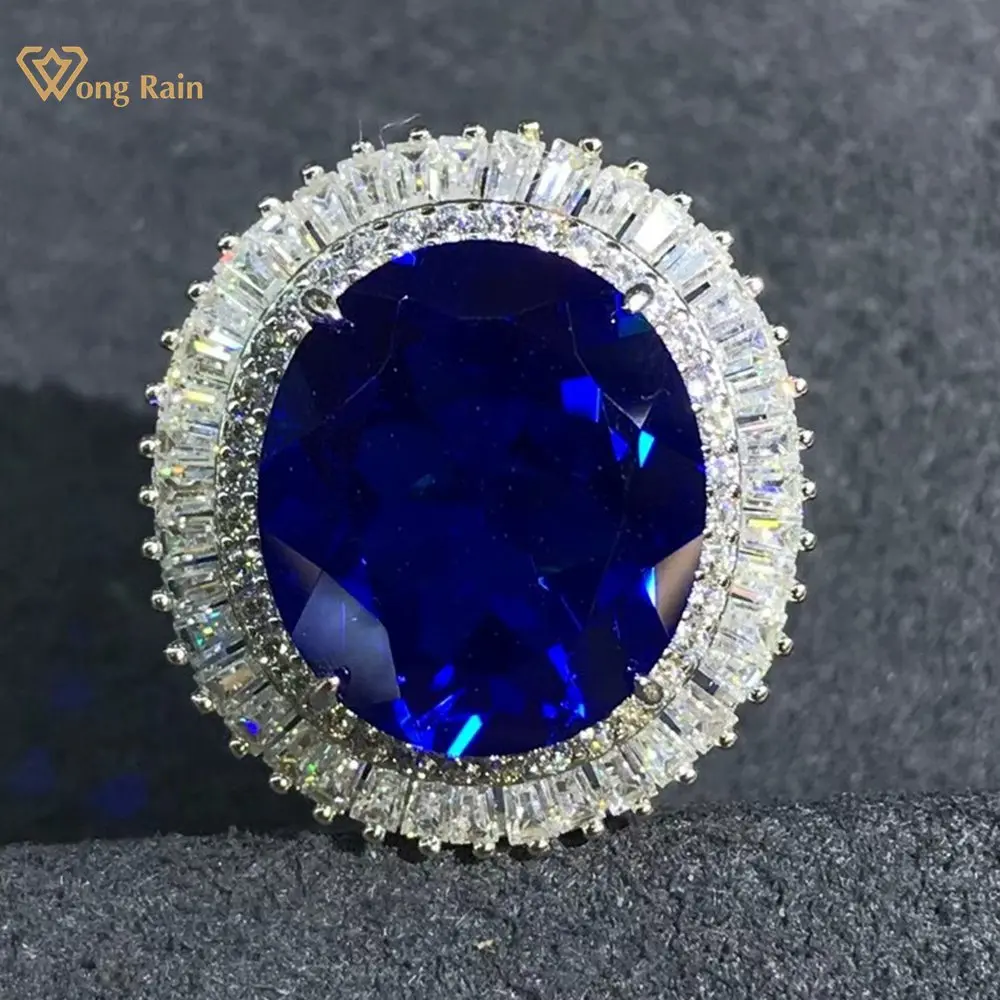 

Wong Rain 925 Sterling Silver VVS 3EX 15 CT Created Moissanite Sapphire Gemstone Engagement Wedding Rings Fine Jewelry Wholesale