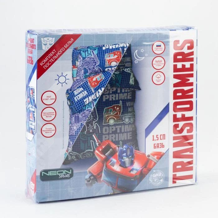 Постельное бельё Hasbro 1 5 сп Neon Series &quotOptimus Prime" Transformers 143*215 см 150*214 50*70 -1 шт | Дом и