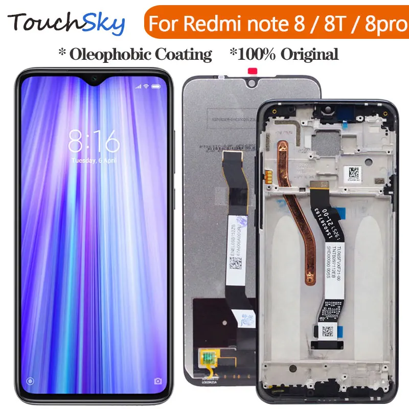 Для Redmi Note 8 8t ЖК дисплей кодирующий преобразователь сенсорного экрана в сборе