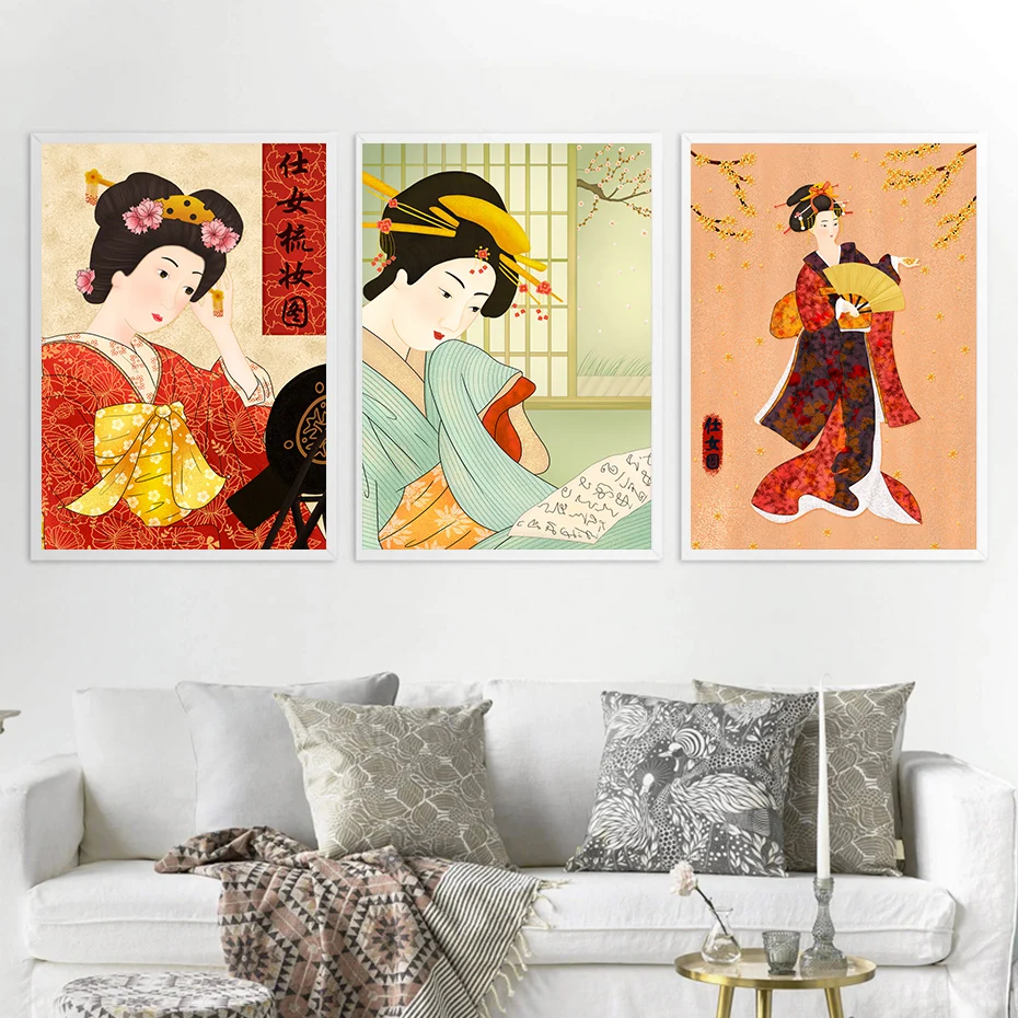 

Японское аниме гейши ежедневная Картина на холсте настенный художественный плакат КАРТИНА ДЕКОР картина для гостиной украшение дома