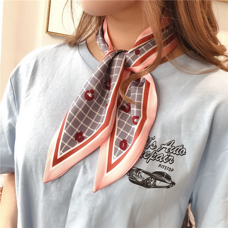 Шарф женский Шелковый с принтом в горошек роскошный Для худой шеи |