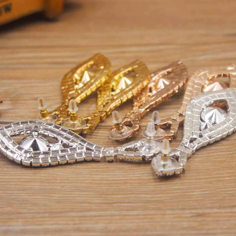 Горячая Распродажа элегантный прозрачный кристалл серьги серебряные с дизайном