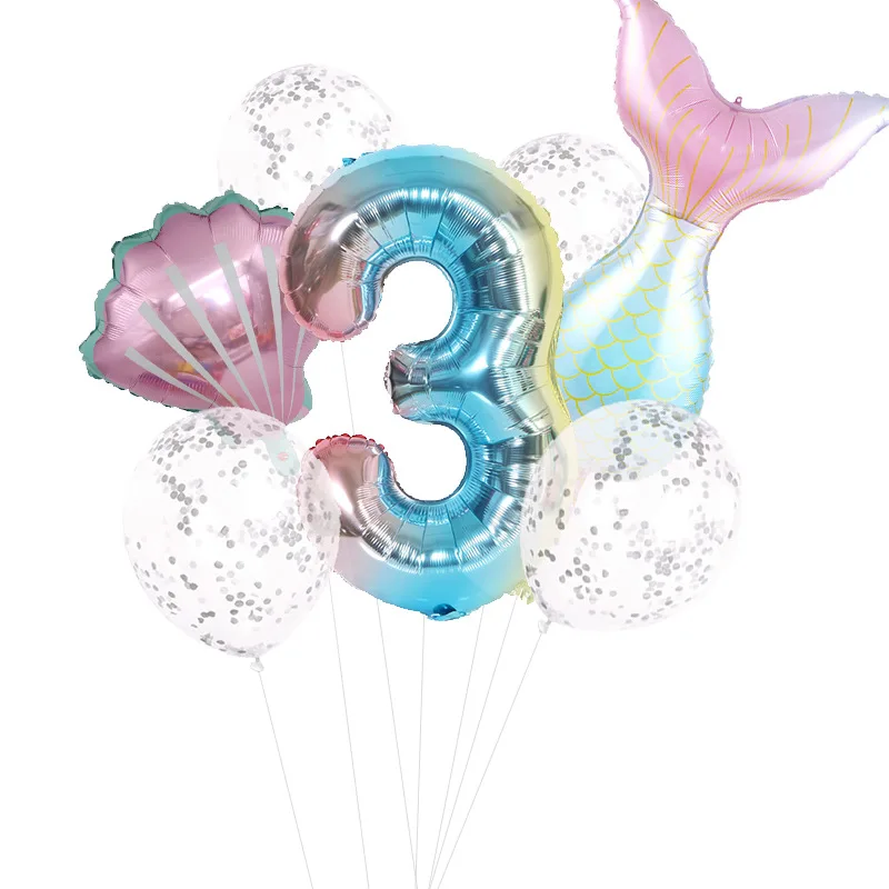 Воздушные шары с хвостом русалки 7 шт./лот декор для 1 го дня рождения детвечерние