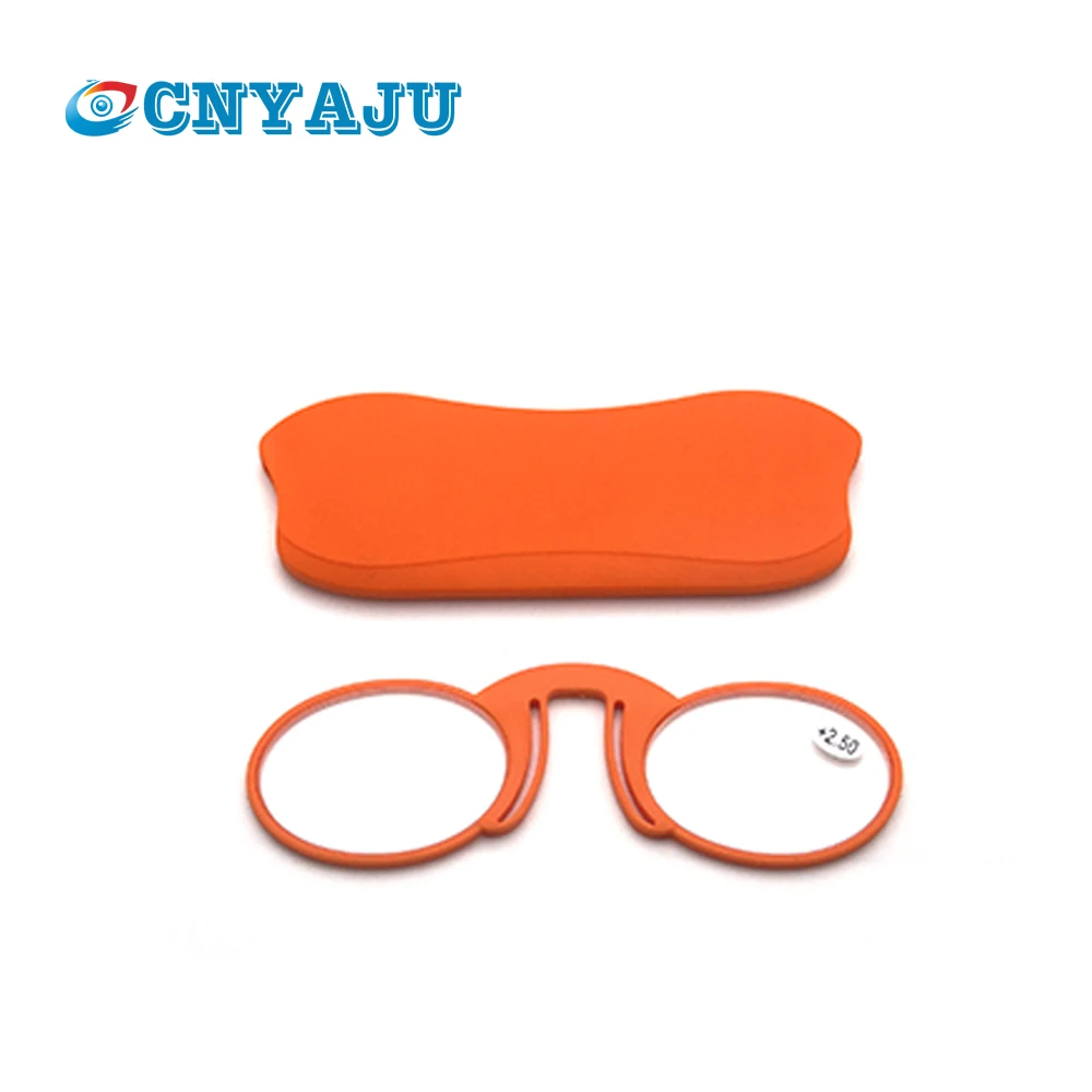 

CNYAJU 2020 Newest Fashion Nose Clip Reading Glasses Mini Wallet Portable Legless Plastic Glasses with Case for Men and Women