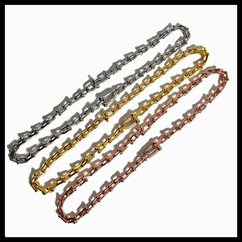 

Women's Sterling Silver s diamond chain, double U-shaped classic necklace, the most eye-catching jewelry, 925 tons