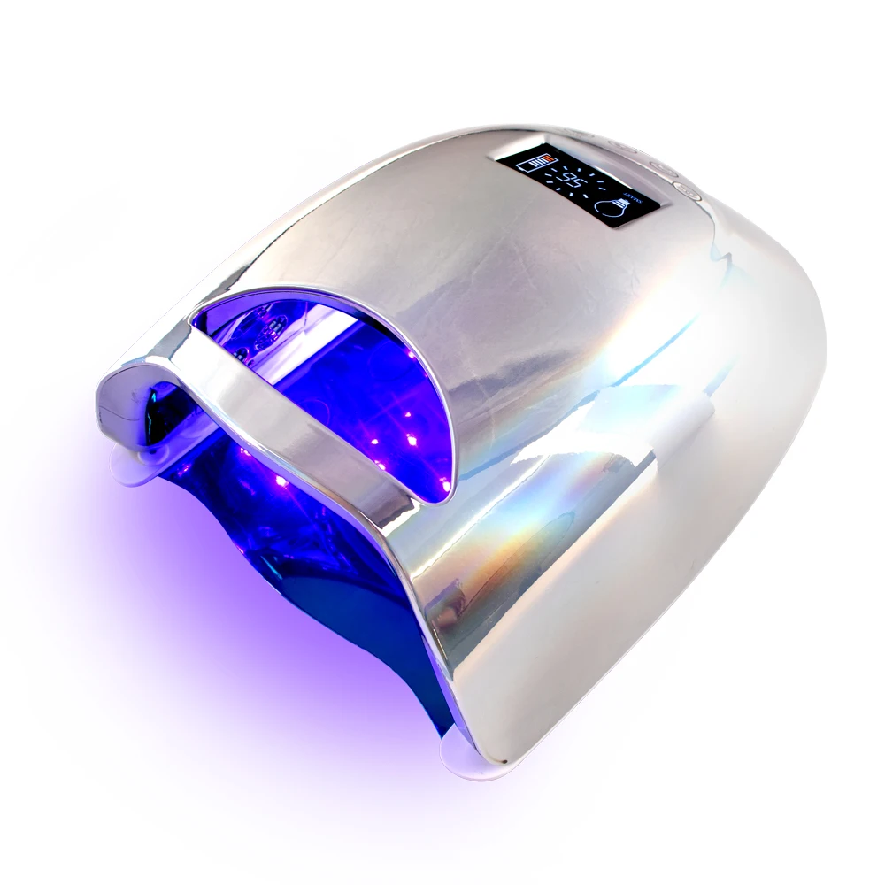 48W Wireless UV LED Nail Lamp for Manicure Rechargeable Battery Silver Shell Nail Dryer For Curing Gel Polish Lamp Cordless