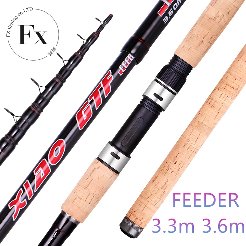 Удилище для фидерной рыбалки FX Telescopic Feeder 3 цветных кончика, спиннинг высокого углеродистого волокна, тяжелого веса 60 - 180 г, 3,3 м, 3,6 м, HARD Stream on.