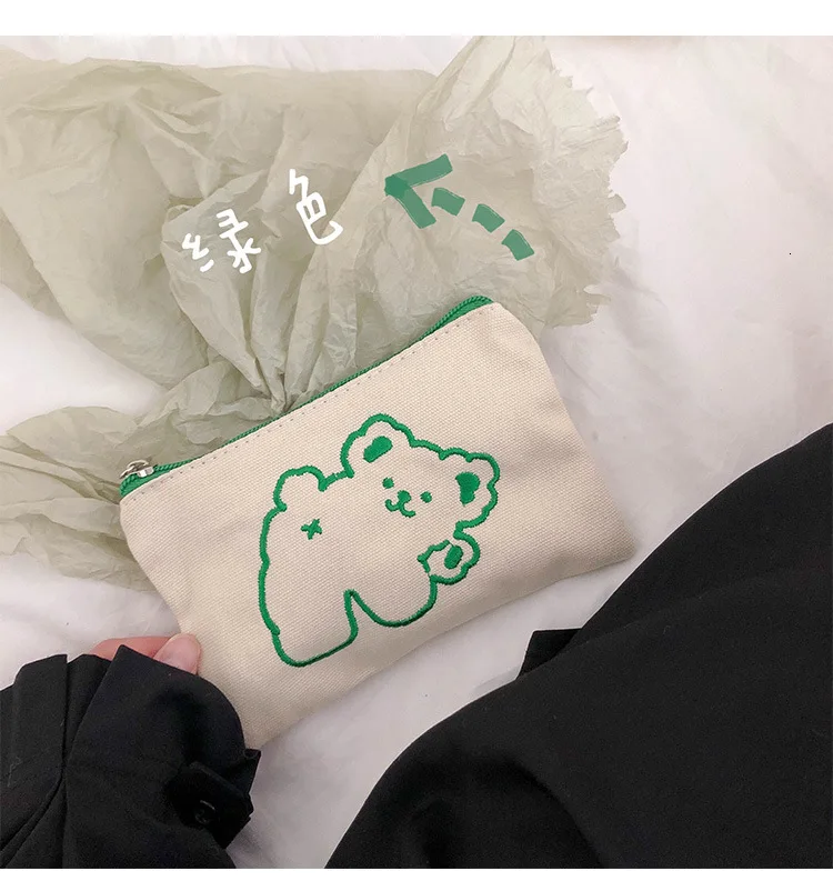 SIXONE Ins компактный чехол с вышивкой в виде медведя косметичка кавайная