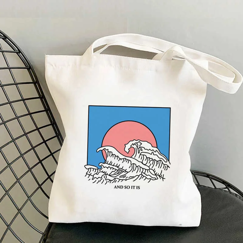 

the Great Wave Vaporwave shopping bag bolsa recycle bag canvas jute bag bolsas de tela grocery bag net bolsas reutilizables