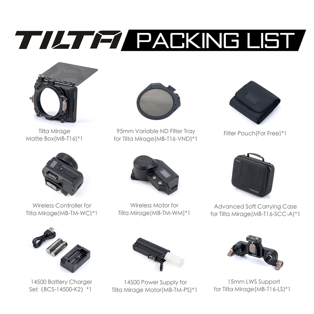 TILTA MB-T16-B 4x5 65 &quotMirage Matte Box VND Kit моторизованный фильтр рамка для фотографий