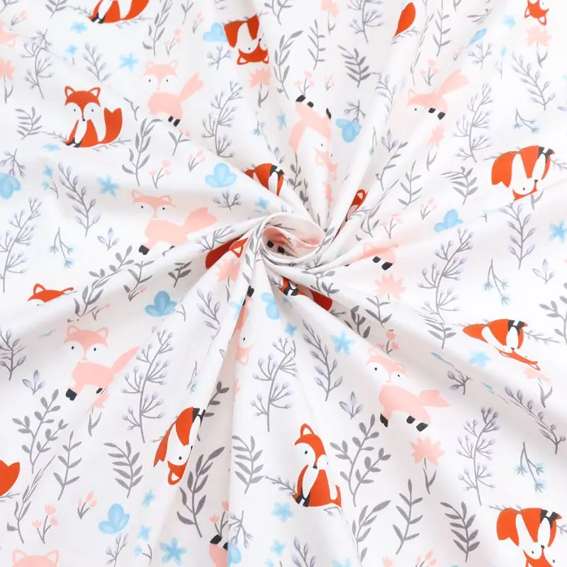 Детская Хлопковая саржевая обивка с принтом лисы хлопковая ткань для шитья