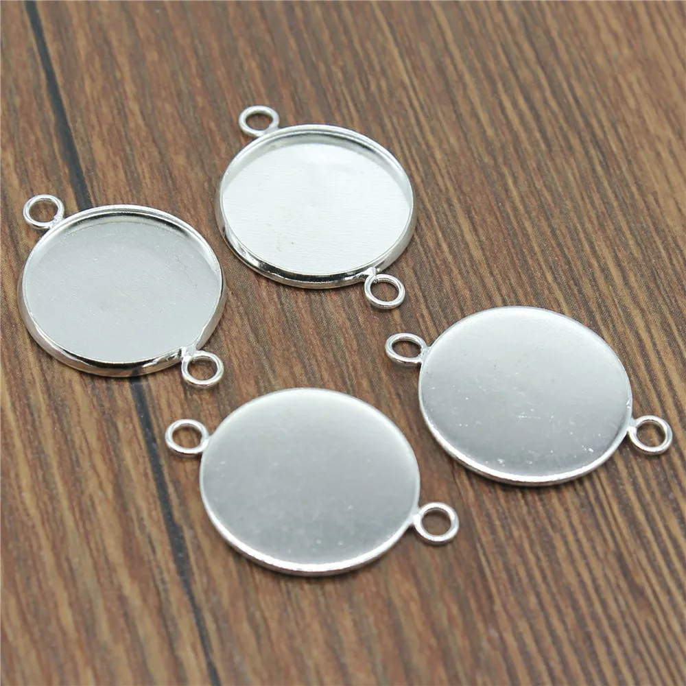 

5pcs Glass Cabochon Copper Material 2 Hanging Holes Base Setting Blank Connector Pendant DIY Jewelry Findings Accessories