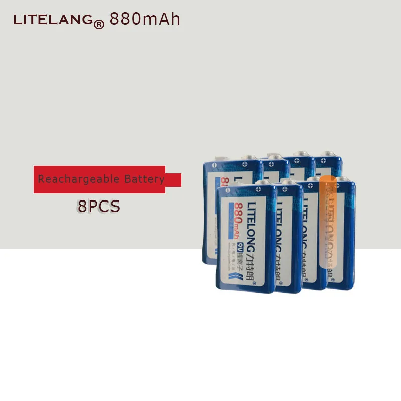 Литий-ионный перезаряжаемый аккумулятор 8 шт./лот 9 В супер большой 880 мАч гарантия