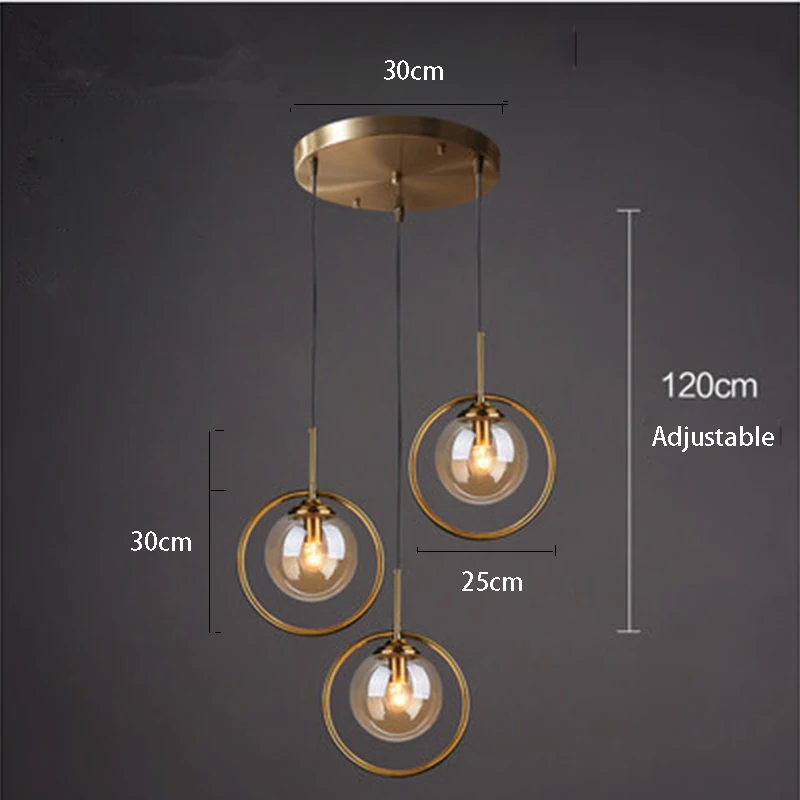 Современный золотой круглый подвесной светильник металлические стеклянные