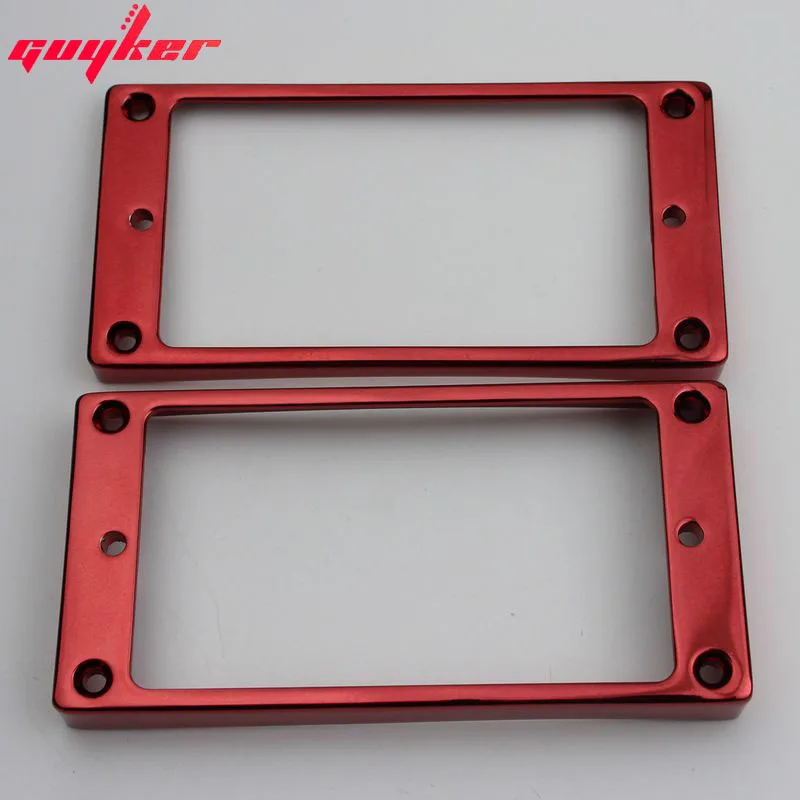 2Pcs Red Pickup Mounting Rings for Humbucker Metal Bridge and Neck Pickups Cover Frame Curved Set Replacement Electric Guitar