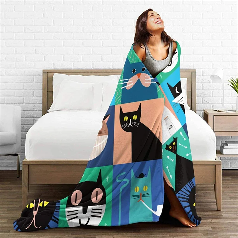 

Razy Cats Soft Plush Gift Flannel Mrazy Catsicrofiber Fleece Bedspread Sherpa 3D-Printed Blanket Couch Bedroom Decorative