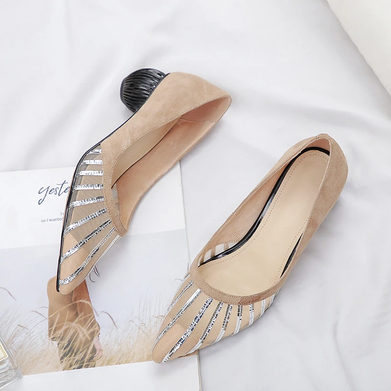 ZVQ женские туфли с острым носком открытые на каблуке для лета 2020 Новый стиль Обувь