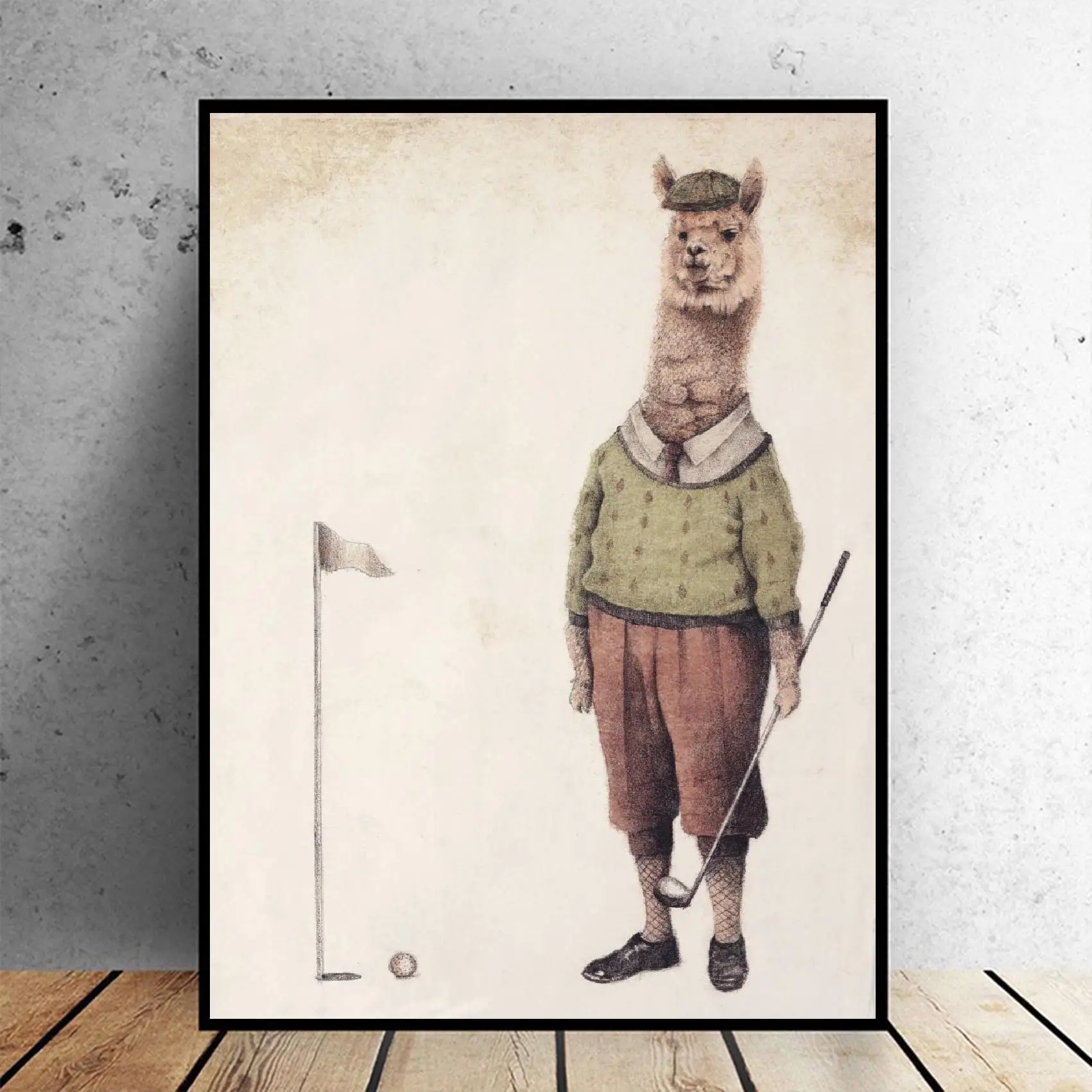 

Alpaca Golf Canvas Painting Wall Art Prints Home Decor Wall Poster Decoration For Living Room