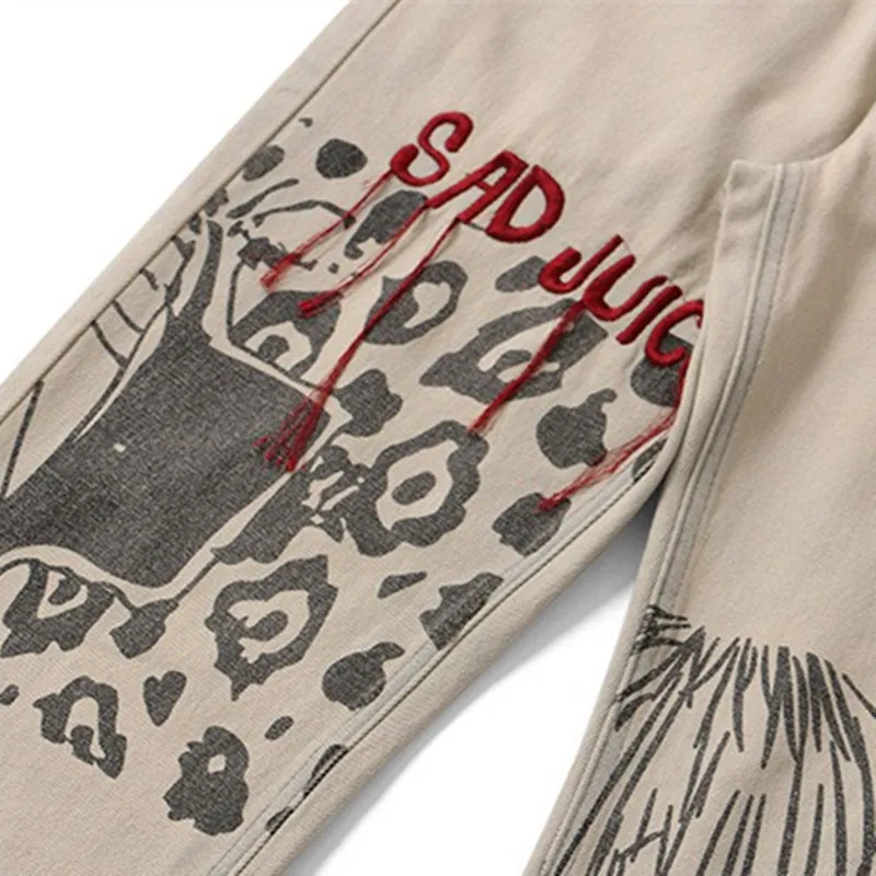 2021 New Arrival Letter Embroidery Retro Washed Men Baggy Jeans Trousers Khaki Hip Hop Straight Punk Vintage Casual Denim Pants