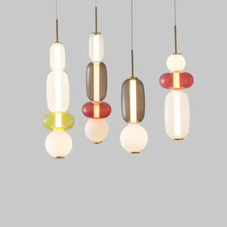 

Modern Colorful Glass Metal Pendant Light Living Dining Room Bedroom Chandelier PA0737