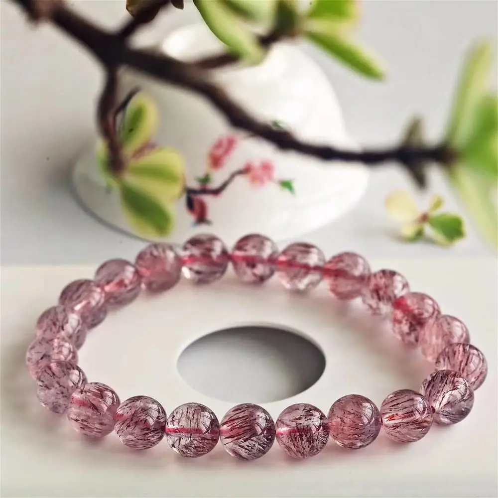 

8.5mm Top Natural Red Lepidocrocite Quartz Super Seven 7 Melody Stone Bracelet Crystal Round Beads Women Genuine AAAAA
