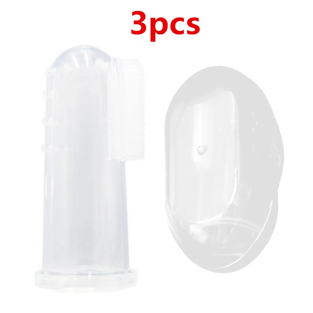 3PCS white 1 шт./3 шт./5 шт./10 шт., детская зубная щетка для пальцев, Детская Мягкая Силиконовая зубная щетка для пальцев, резиновая Массажер для зубов - Цвет: 3PCS white