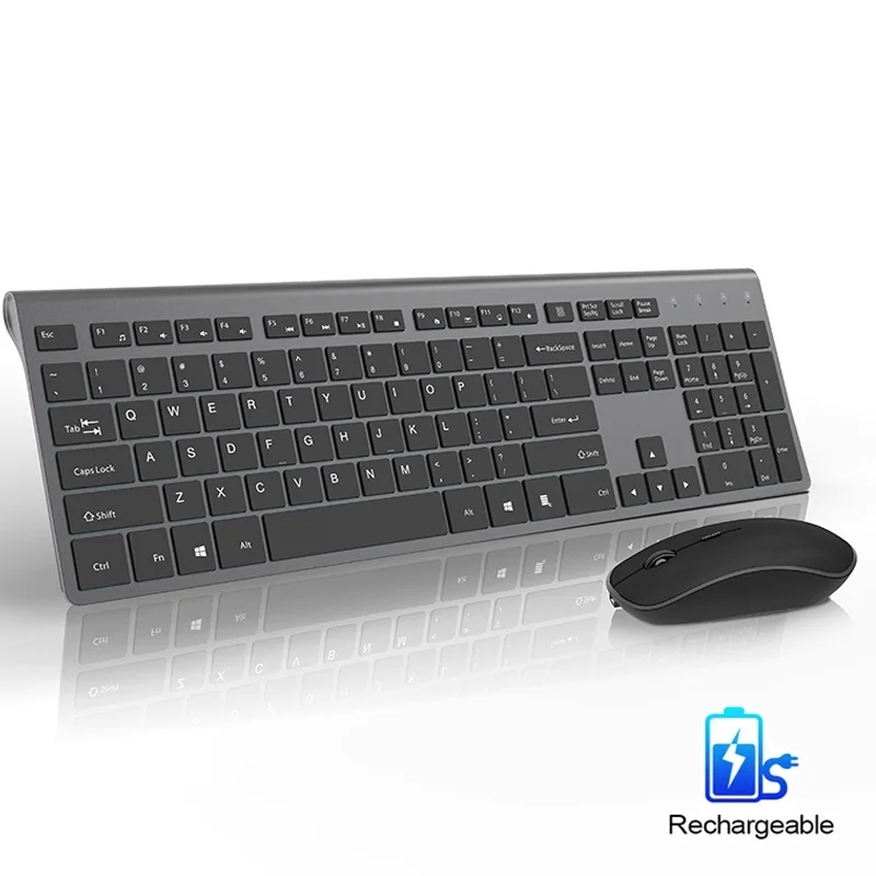 

French Wireless Keyboard Mouse Set Rechargeable Mouse 2400DPI German/English/Italian/Spanish Keyboard Silent mouse for Laptop PC