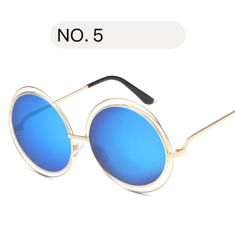 5-Gold.Blue MuseLife более размера d Круглые Солнцезащитные очки Модные женские большой размер большие ретро Зеркальные Солнцезащитные очки женские винтажные брендовые дизайнерские UV4 - Цвет линз: 5-Gold.Blue