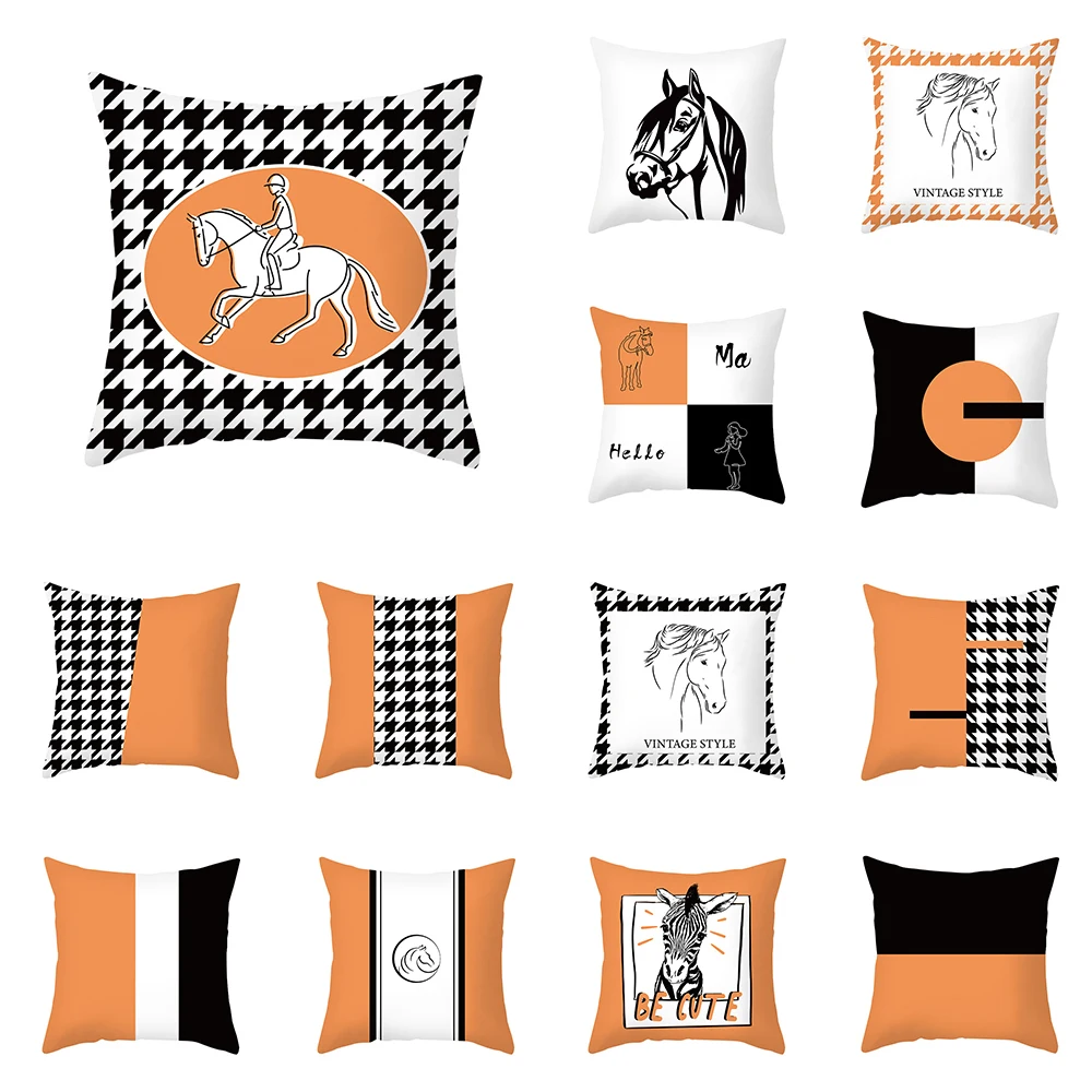 

Nordic Abstract Cushion Cover Sofa Car Office Geometric Pillow Case Horse Pattern Print Home Decor Throw Pillow Covers 45x45cm