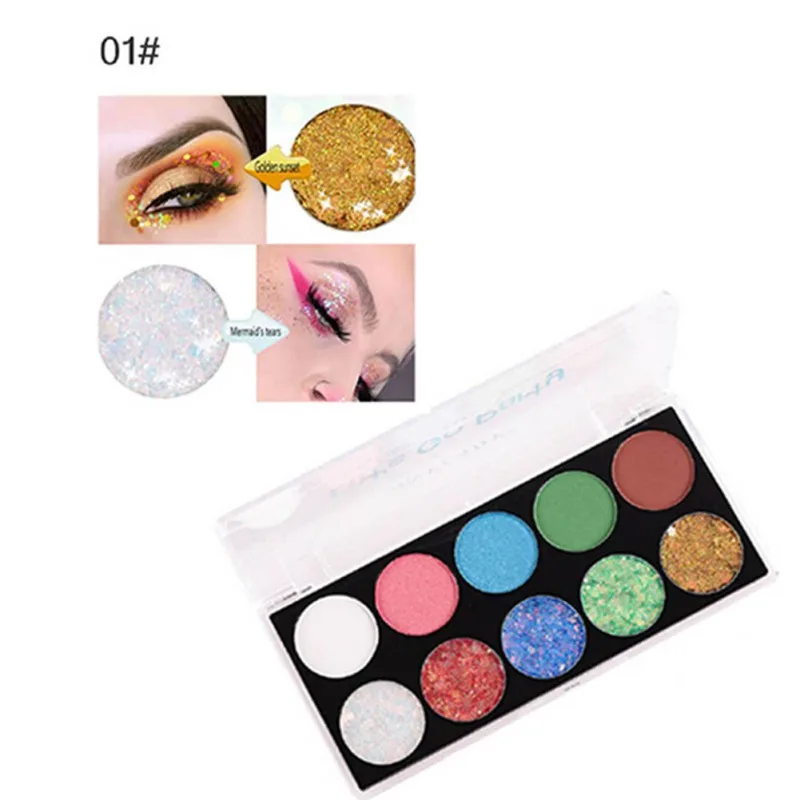 Макияж Красота стойкий водонепроницаемый блеск матовые тени для век блесток