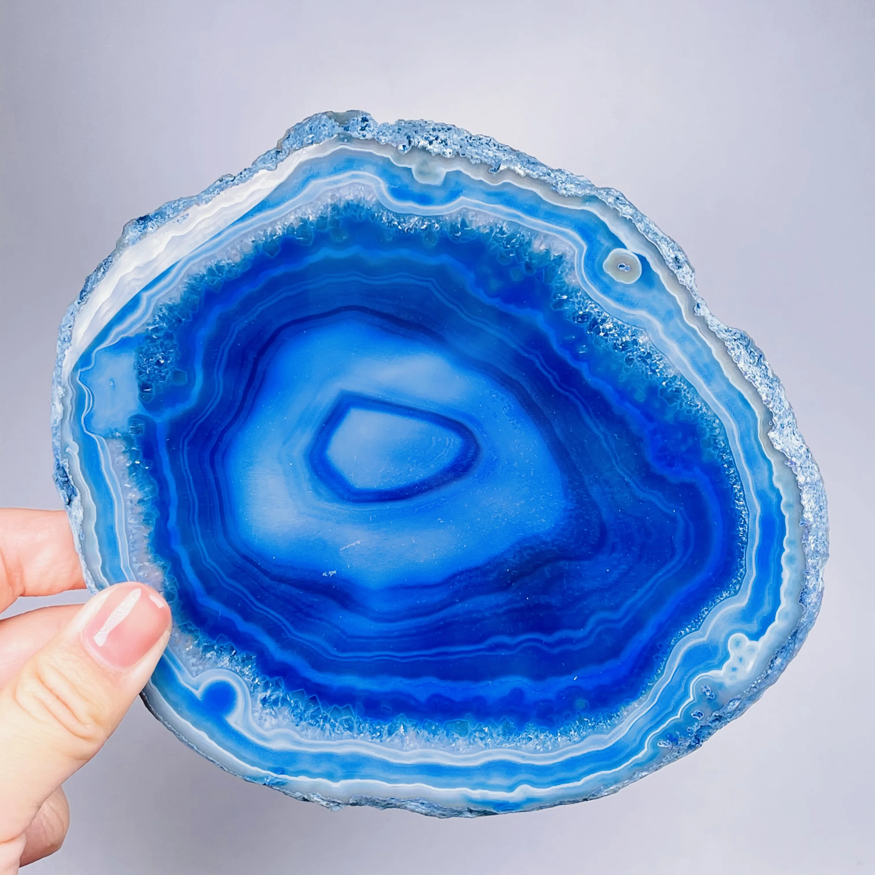 

1 шт. натуральный синий Агат, тарелка с драгоценным камнем, лечебный срез для медитации, домашний декор