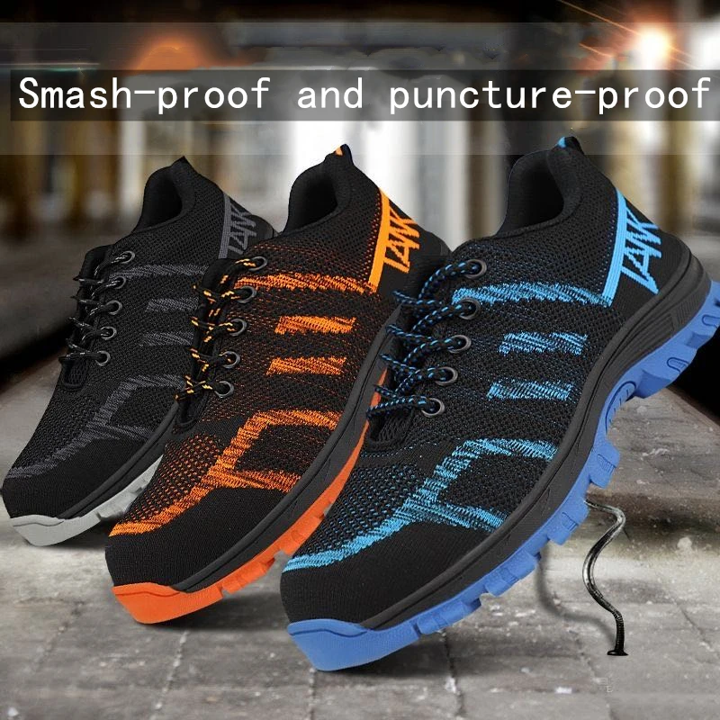 Мужская и женская дышащая обувь со стальным носком легкая защитная с защитой от