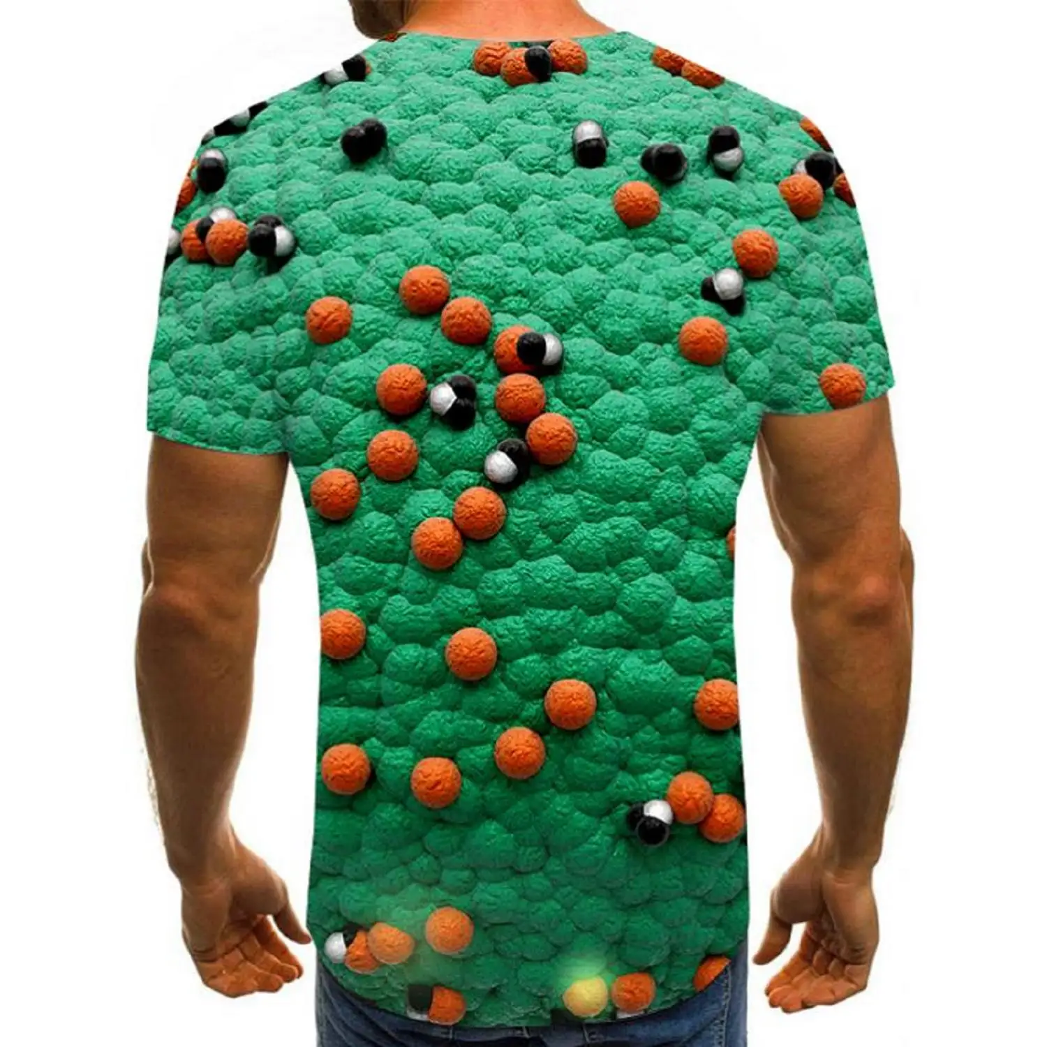 

Summer T-shirt Short-Sleeve Green Plus-Size Tops O-Neck S-5XL