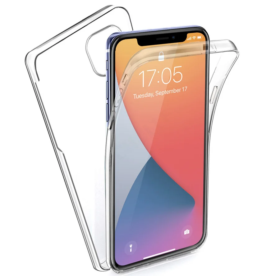 Полностью закрытый защитный чехол для IPhone 11 Pro Max X Xr Xs 6 6S 7 8 Plus 5 5S SE 12 Mini прозрачный