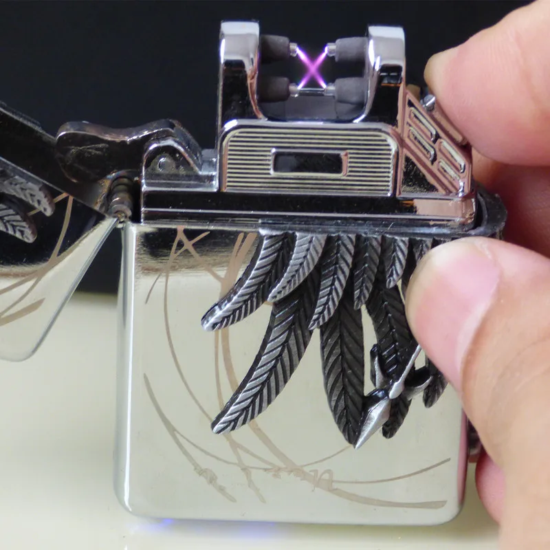 USB дуга перезаряжаемая беспламенная электрическая ветрозащитная металлическая форма креативная курительная зажигалка