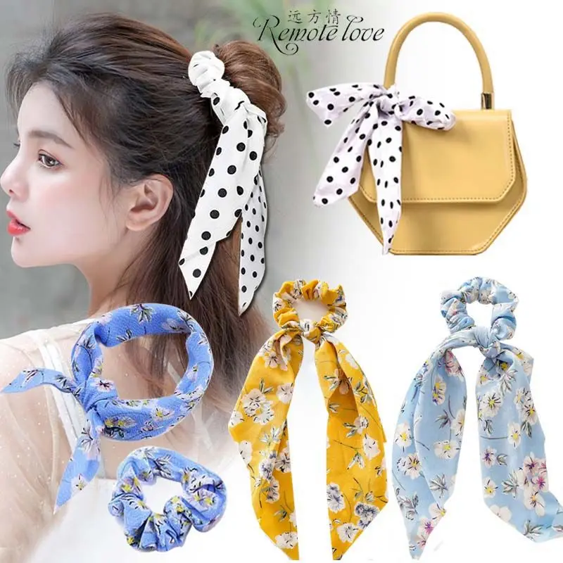 

New Fashion Chiffon silk small bouquet bow hair rope ladies hair band rubber band ponytail clip