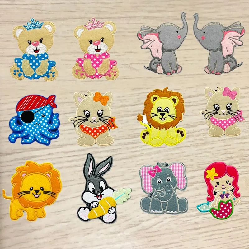Нашивки в виде льва слона кролика Мультяшные животные вышитая нашивка детское