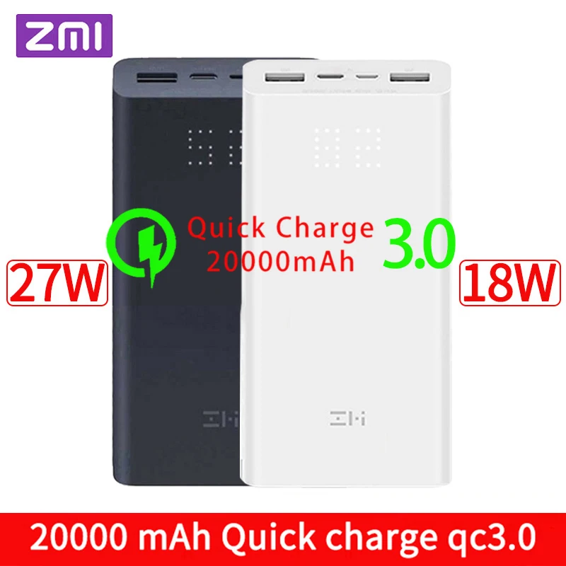 Внешний аккумулятор ZMI на 20000 мА · ч с двумя USB портами 27 Вт ч|Внешние аккумуляторы|
