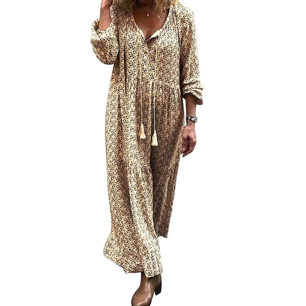 Хит продаж одежда размера плюс женское платье в богемном стиле с v образной