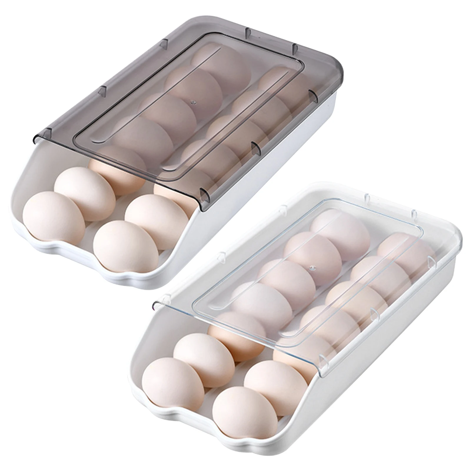

Egg Holder Large Capacity Automatic Rolling Egg Grid Egg Storage Box Refrigerator Fresh Egg Container Kitchen Storage Accessory