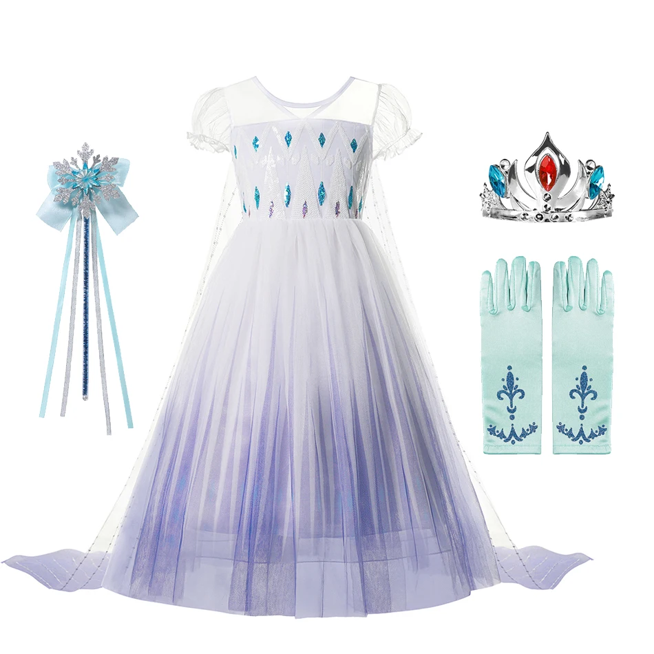 Платье принцессы Эльзы 2 нарядное платье Снежной Королевы для детей лучший