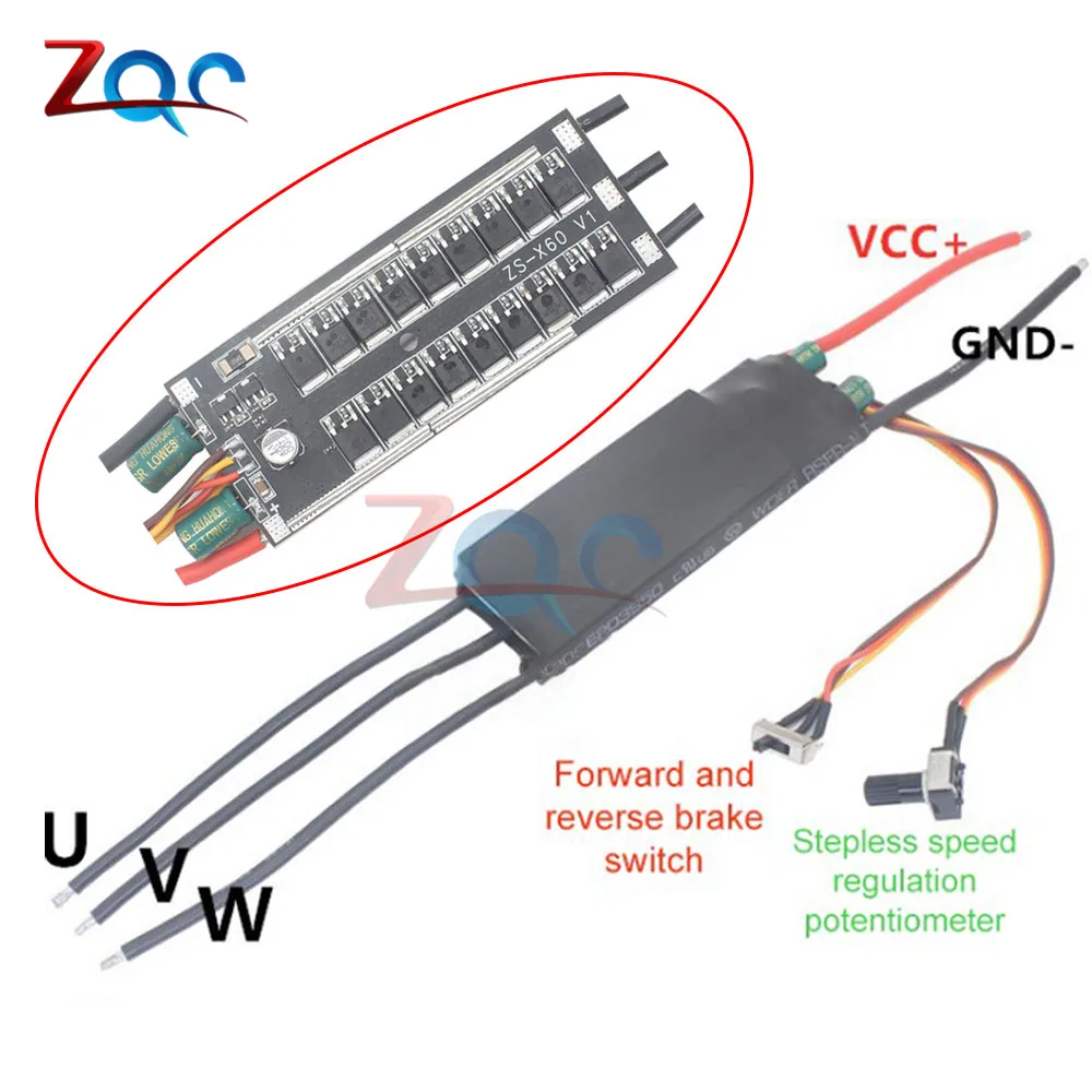 DC6-24V 1000 Вт BLDC 3-фазный бесщеточный двигатель бескарточная плата двигателя