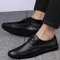 fashion mens casual shoes genuine leather classics brown black gray derby shoe male breathable comfortable flats shoes for men